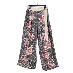 C. Est 1946 Floral Medallion Wide Leg Palazzo Pants Women Medium Navy Pink